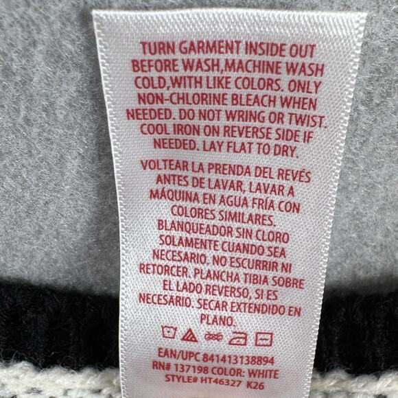 Reindeer Christmas Holiday Ugly Sweater with Jingle Bells Cream Black Size Lg - Picture 8 of 14